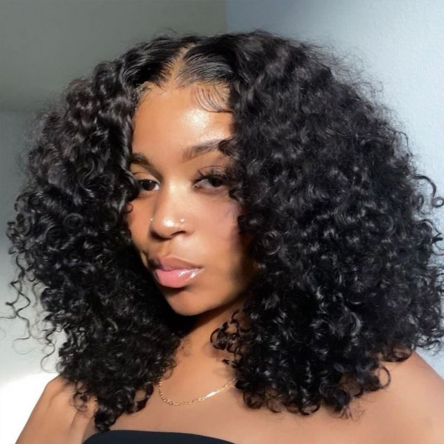 Laborhair Big Curly Short Wig Deep Curly HD Glueless Lace Wig 180% Density