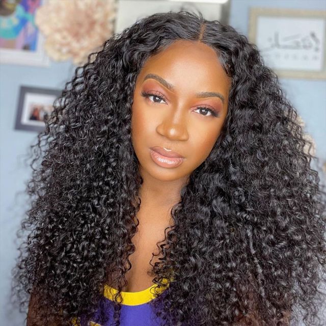 Laborhair V Part Curly Wave Human Hair Wigs 180% Density lace wigs