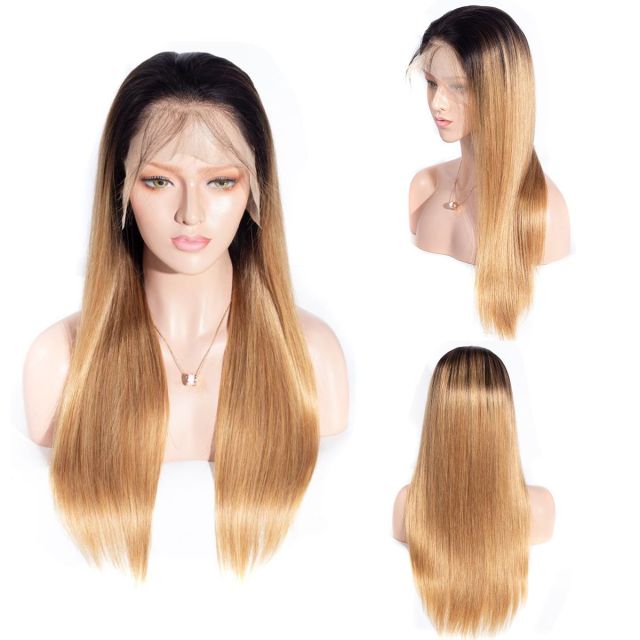 Laborhair 1B27 13×4 Lace Front Wig Straight Virgin Human Hair Wigs 200D