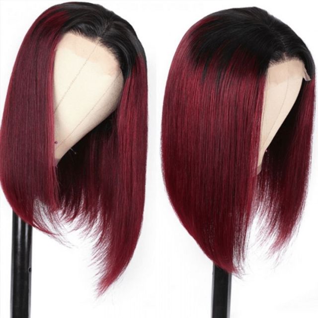 Laborhair 4×4 Lace Closure Wigs Ombre Color 1b/99j Straight Hair Bob Wigs