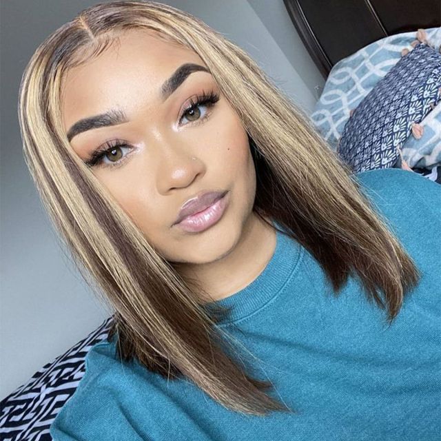 Laborhair Straight Hair Blonde Highlight Bob Wig 13×4 Lace Front Wigs