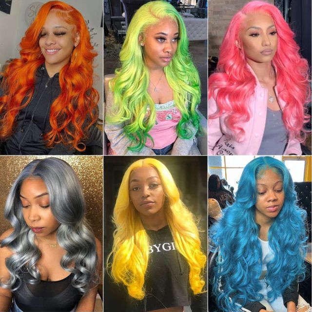 Laborhair Colorful Body Wave 13x4 Lace Front Wigs High 180% Density
