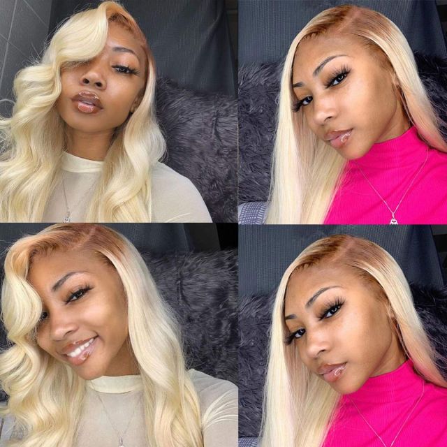 Laborhair 613 Blonde Wig With Dark Roots Human Hair 13×4 Lace Front Wigs
