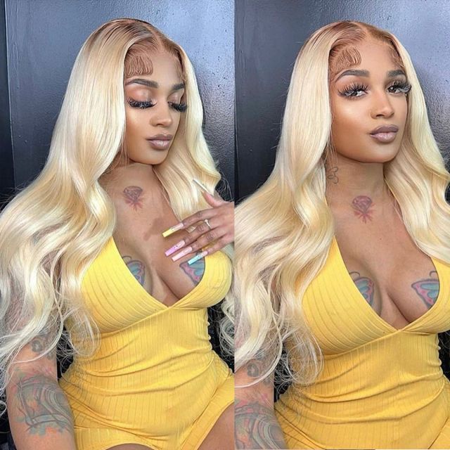 Laborhair 613 Blonde Wig With Dark Roots Human Hair 13×4 Lace Front Wigs