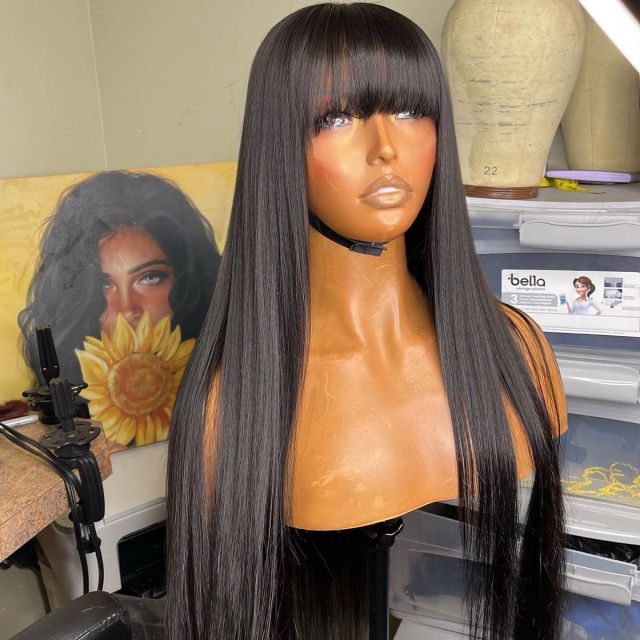 Laborhair New Arrival Glueless Straight Lace Wigs with Bangs