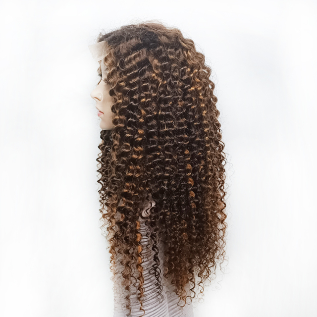 Brazilian Highlight Color Deep Wave Virgin Human Hair Lace Front Wig