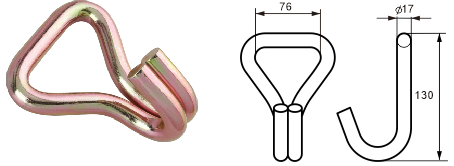 Double J Hook for ratchet tie down