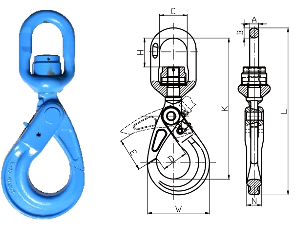 G-100 Swivel Self Locking Hook with Bearing