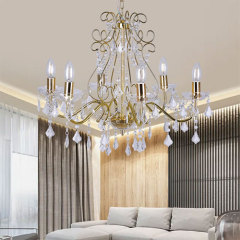 Living Room bedroom chromed Modern LED Crystal Acrylic metal Chandeliers hanging light gold home ceiling pendant light lamp