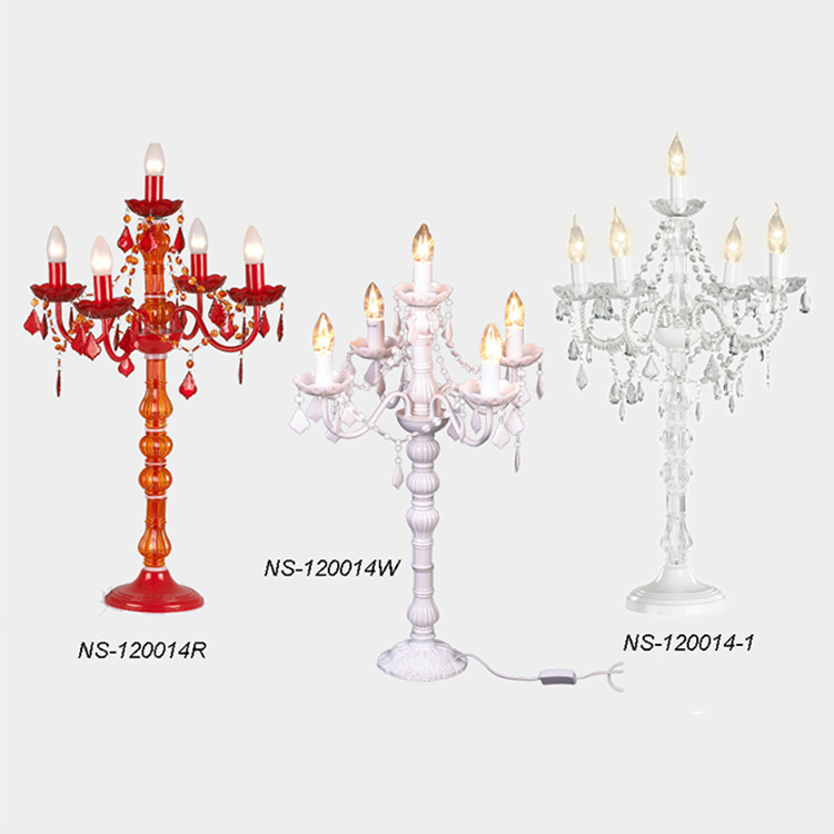 European clear candle crystal chandelier table lamp acrylic