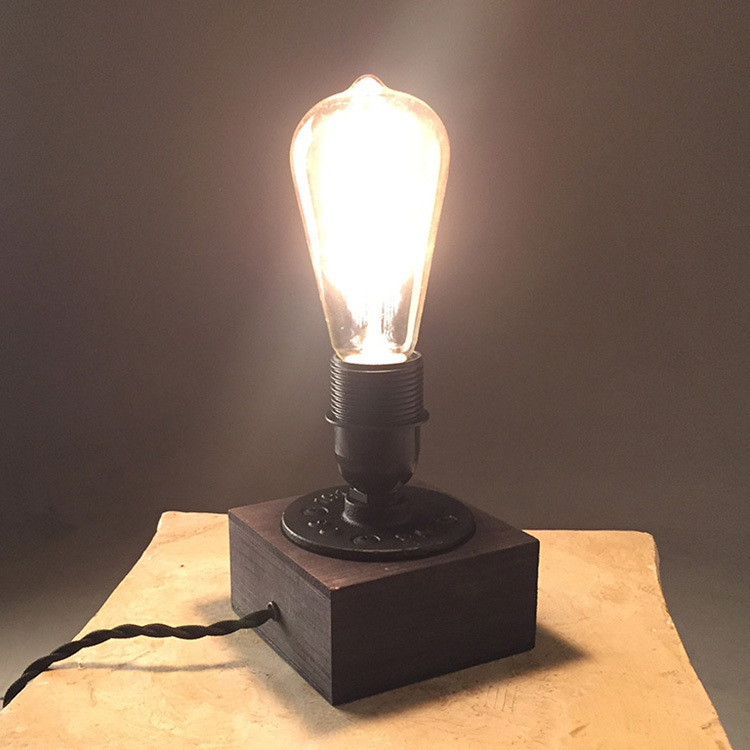 Wood Base Table Lamp Edison Bulb Steampunk desk Lamp for home decoration lighting NS-125335