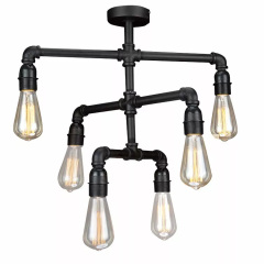 Nordic American RETRO Industrial Long Pipe Ceiling Chandelier Cafe Restaurant LOFT Rust Pipe Lamps