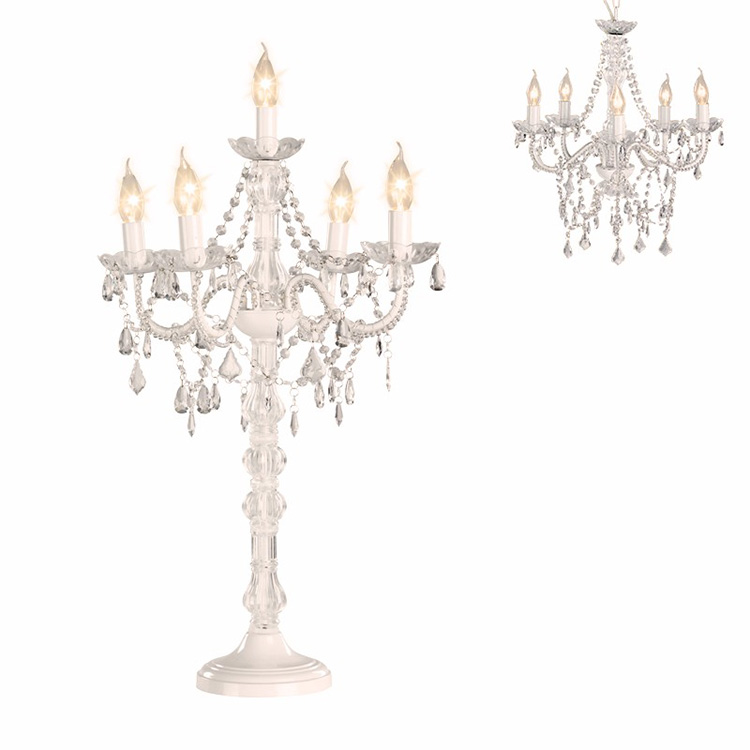 European clear candle crystal chandelier table lamp acrylic