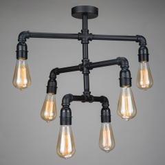 Nordic American RETRO Industrial Long Pipe Ceiling Chandelier Cafe Restaurant LOFT Rust Pipe Lamps