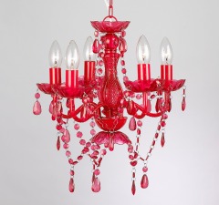 Small Candle Style Traditional Crystal chandeliers lighting Red Cheap 5 arm Acrylic bedroom chandelier