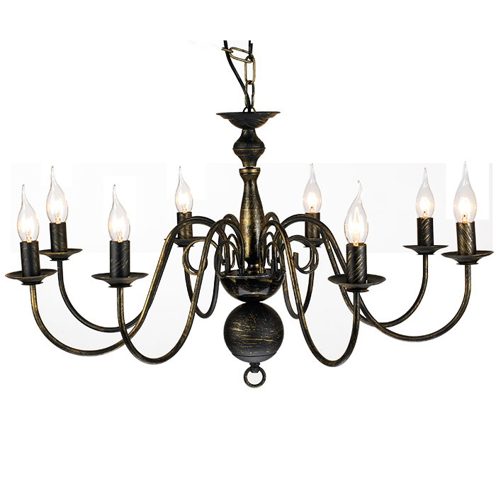 Hot sale 8 lights antique black iron decorative chandelier