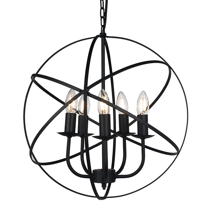 Modern Vintage Suspension Luminaire Led Pendant Lamp Dalton Matt Black Atom Sphere Black Cage Industrial Lighting Pendant Light