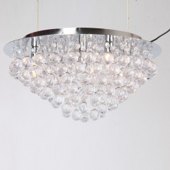 Metal Artistic Style Mini Modern Crystal Acrylic Droplets Flush Mount Rain Drop Pendant Ceiling Lamp