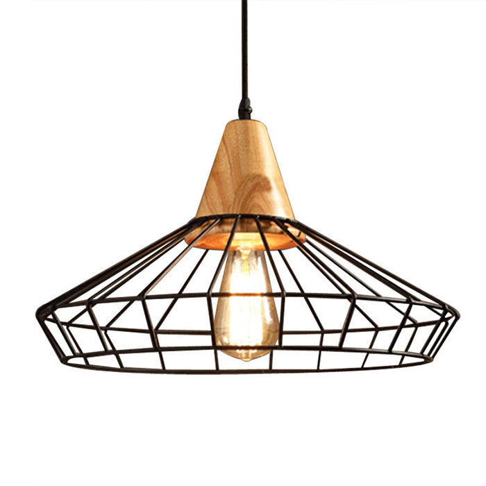 Simple Art Design Loft Hanging Lighting E26 E27 Wood Pendant Lamp