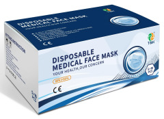 Masque médical jetable 3 plis de type I (bleu, noir, rose)