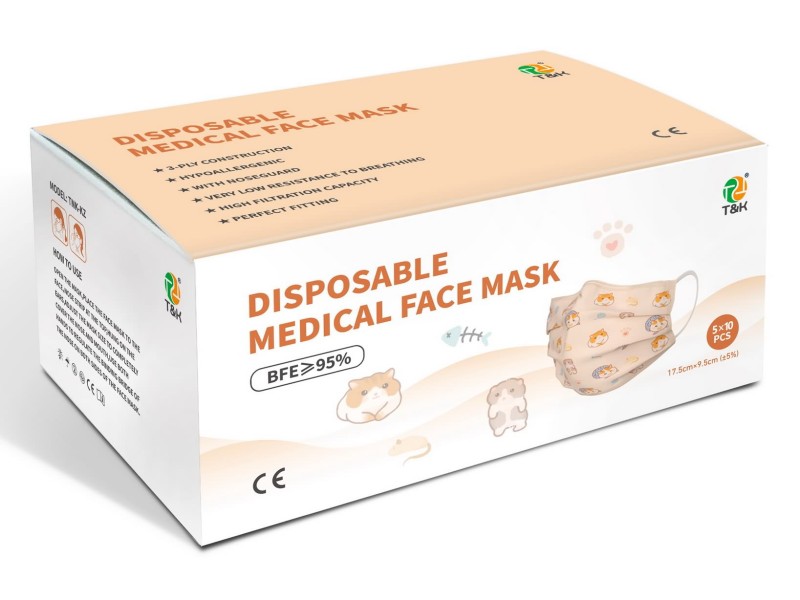 Masque médical jetable 3 plis de type I pour adulte (dessin animé)