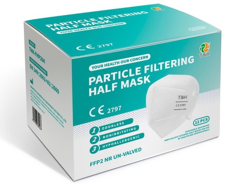 Media máscara de filtrado de partículas FFP2 (caja de papel de color)