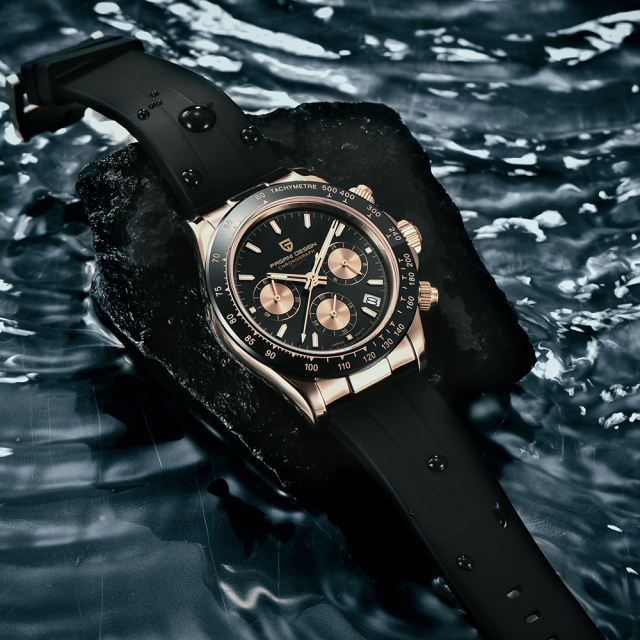 PAGANI DESIGN Men's Quartz Watches Daytona Homage Chronograph Men's Wrist Watch with Seiko VK63 Movement Silicone Watchband 1664