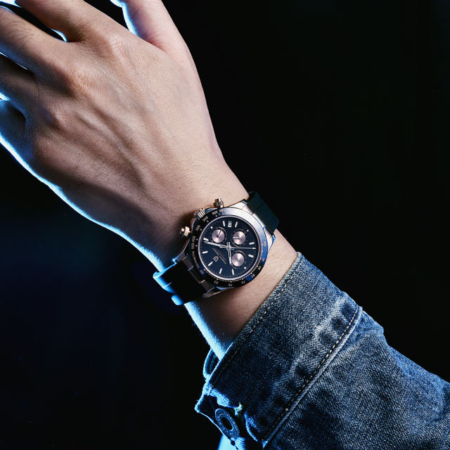 PAGANI DESIGN Men's Quartz Watches Daytona Homage Chronograph Men's Wrist Watch with Seiko VK63 Movement Silicone Watchband 1664