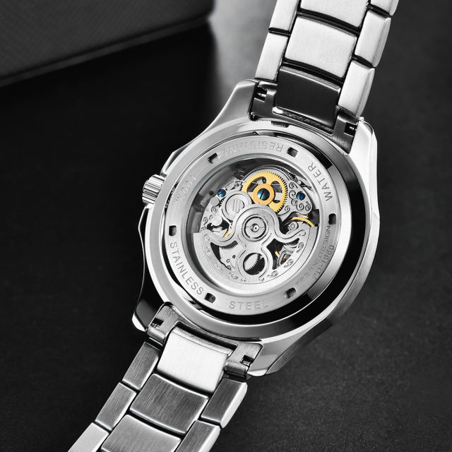 PAGANI DESIGN Skeleton Automatic Men's Watches 100M Waterproof full Stainless Steel Wrist Watch for Men Sapphire Dial Glass Deployment Clasp