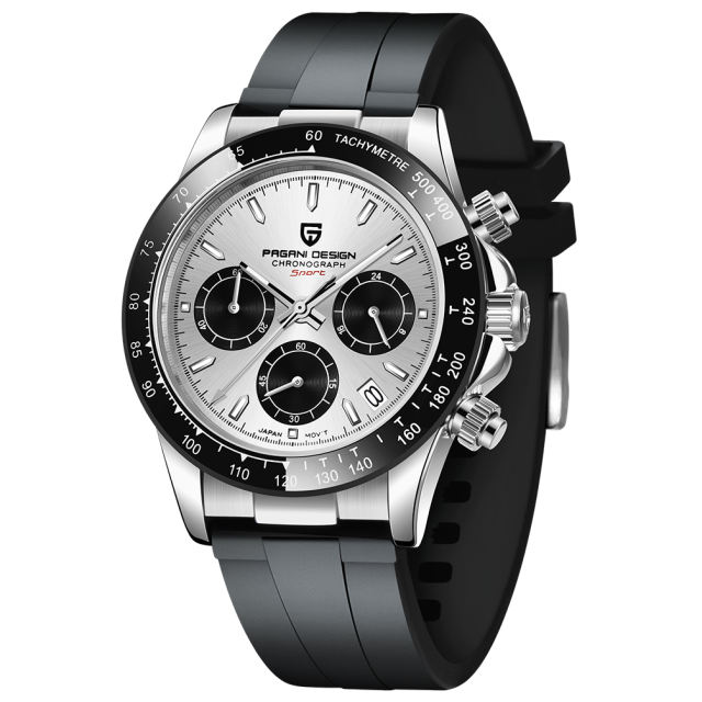 PAGANI DESIGN Men's Quartz Watches Daytona Homage Chronograph Men's Wrist Watch with Seiko VK63 Movement Silicone Watchband 1664