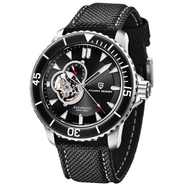 PAGANI DESIGN C3 Lume Men's Automatic Mechanical Watches with SEIKO NH39A Movement Nylon Leather Watch Strap Sapphire Dial Glass