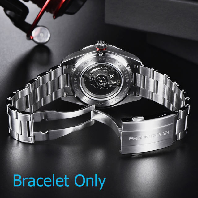 PAGANI DESIGN Original Stainless Steel Bracelet with Delpoyment Clasp, Fold-Over Clasp