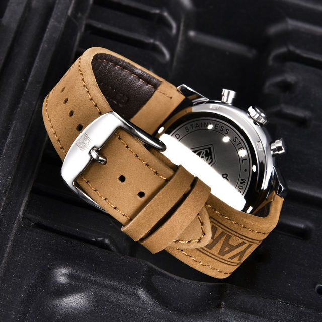 BENYAR New Quartz Men's Watches Brown Leather Watchband Chronograph Business Wrist Watches for Men Auto Date Clock Waterproof Wristwatches