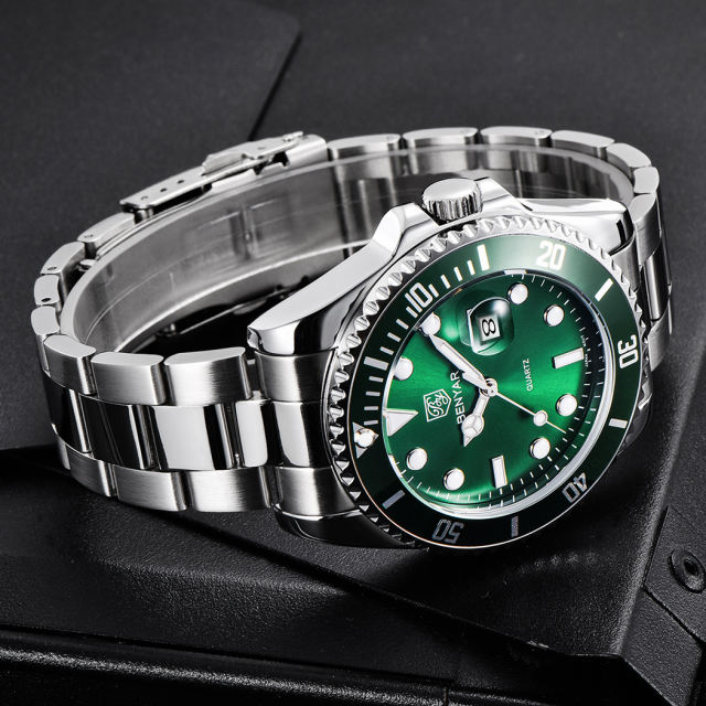BENYAR Men's Quartz Watches Waterproof Alloy Business Wrist Watch for Men Stainless Steel Luxury Sports Wristwatch