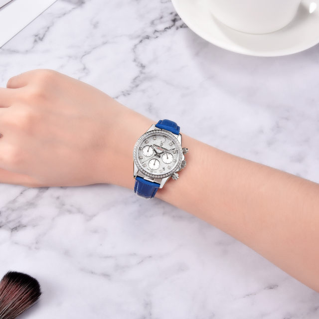 PAGANI DESIGN Women's Watches 36mm Chronograph Quartz Stainless Steel Waterproof Wrist Watch for Men Leather Watchband