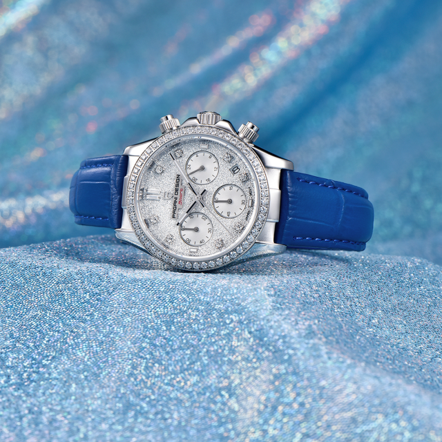 PAGANI DESIGN Women's Watches 36mm Chronograph Quartz Stainless Steel Waterproof Wrist Watch for Men Leather Watchband