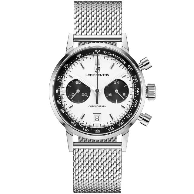 LACZ DENTON Men's Quartz Watches 40mm Casual Business Leather Sports Wrist Watches for Men Chronograph Design SEIKO VK64 Movt