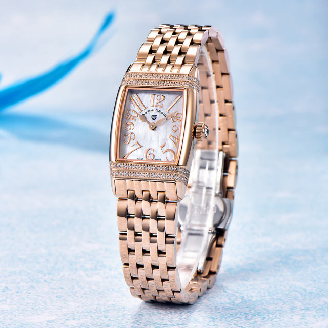 PAGANI DESIGN Luxury Women's Watches Stainless Steel Quartz Wrist Watches for Women PD1737L Gold Dress Wristwatches
