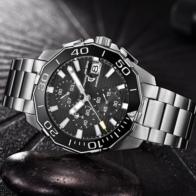 PAGANI DESIGN Classic Men's Watches Stopwatch Waterproof Stainless Steel Wrist Watch for Men Ceramic Bezel Unique Design Watches