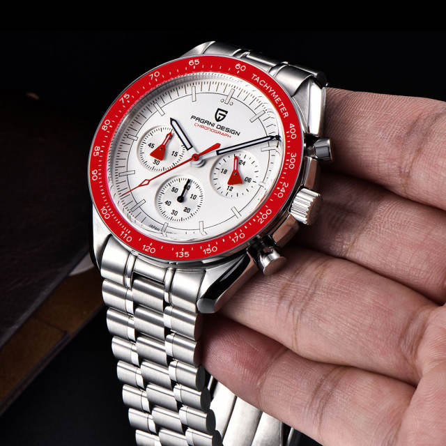 PAGANI DESIGN Men's Quartz Watches New Release Speedmaster Homage Stainless Steel Waterproof Sports Chronograph Wrist Watch for Men