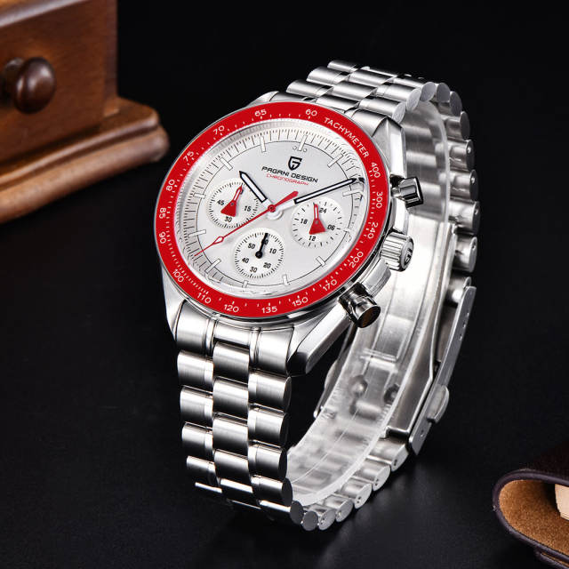 PAGANI DESIGN Men's Quartz Watches New Release full Stainless Steel Waterproof Sports Chronograph Wrist Watch for Men PD1701