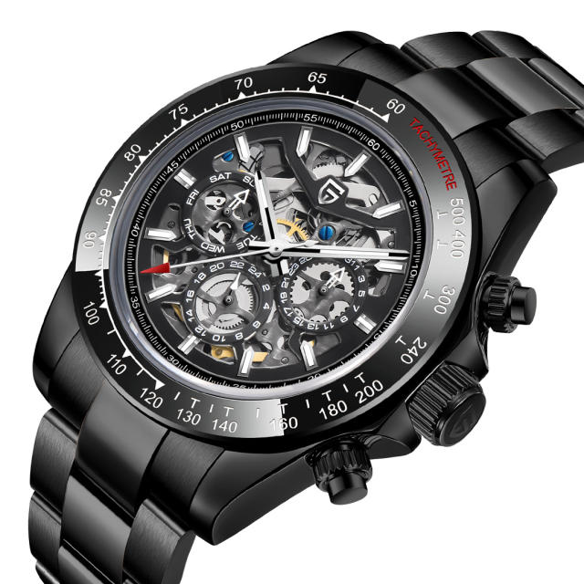 PAGANI DESIGN PD1777 Automatic Men's Watches 40mm full Stainless Steel Skeleton Mechanical Wrist Watch for Men