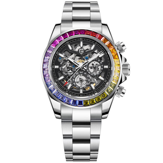 PAGANI DESIGN PD1777 Automatic Men's Watches 40mm full Stainless Steel Skeleton Mechanical Wrist Watch for Men