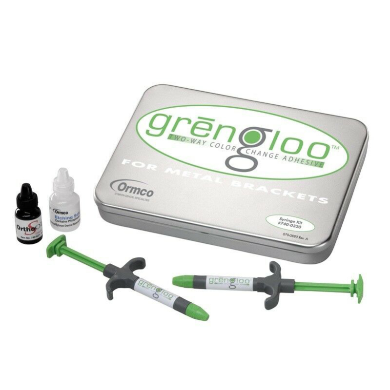 Dental ORMCO Grengloo Two-way Color Change Green Orthodontic Adhesive Set 4g