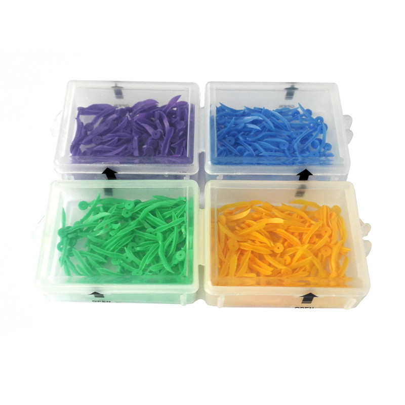 400pcs Round Dental Plastic Poly-Wedges with Holes 4 Colors 4 Sizes
