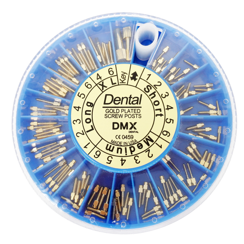 DMX Dental Screw Post Kit Gold-Plated 120/240 Pieces +2 Key Wrench Tool