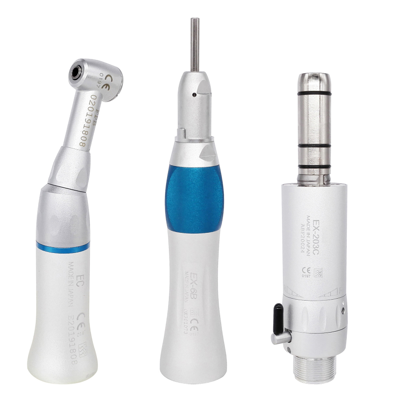 Dental Low Slow Speed Handpiece Set Push Button Contra Angle Air Motor fit NSK EX-203C 2/4 Holes