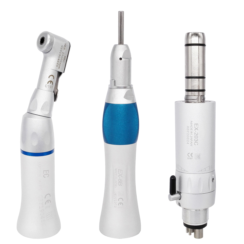 Dental Low Slow Speed Handpiece Set Latch Type Contra Angle Air Motor fit NSK EX-203C 2/4 Holes