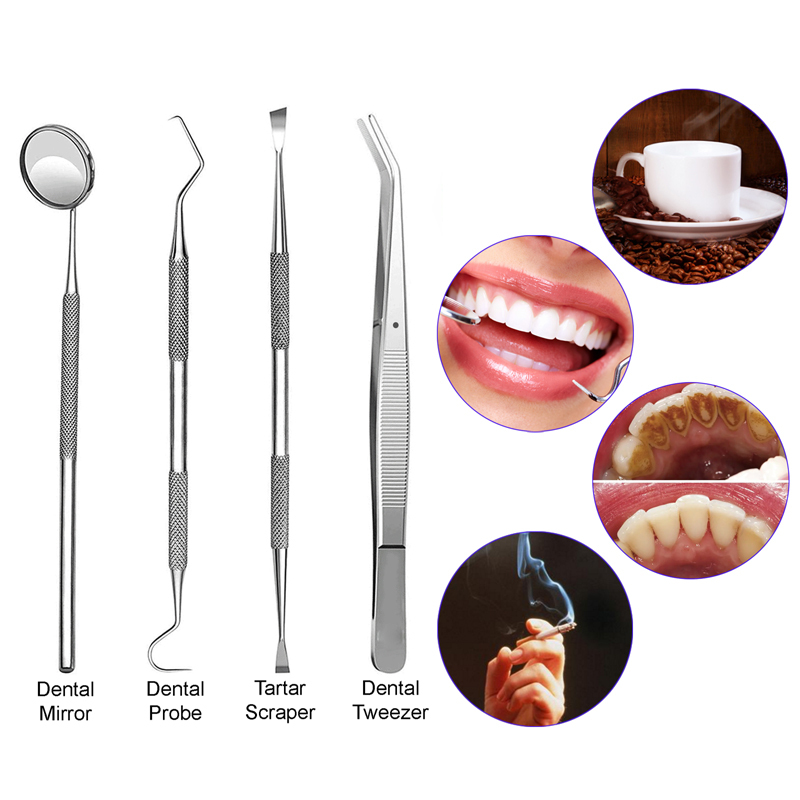 4 Pcs/Set Dental Professional Dental Oral Hygiene Scaler Kit Tools Deep Cleaning Teeth Care