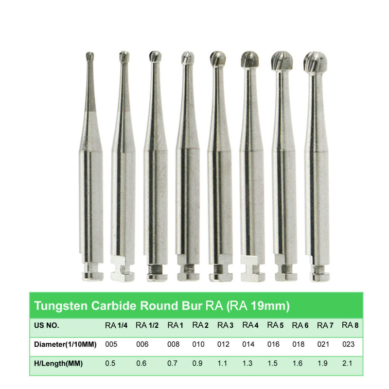 WAVE Dental Tungsten Carbide Round Bur RA 1 2 3 4 5 6 7 8 19mm